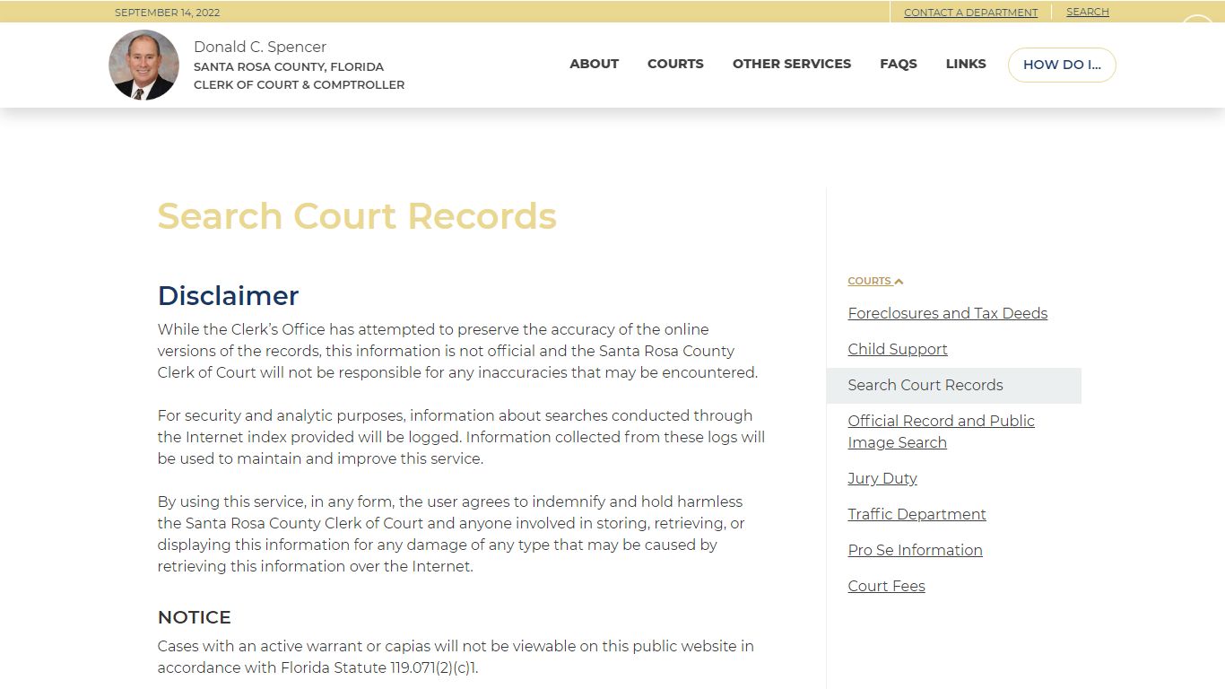 Search Court Records - Santa Rosa County, FL Clerk of Court & Comptroller